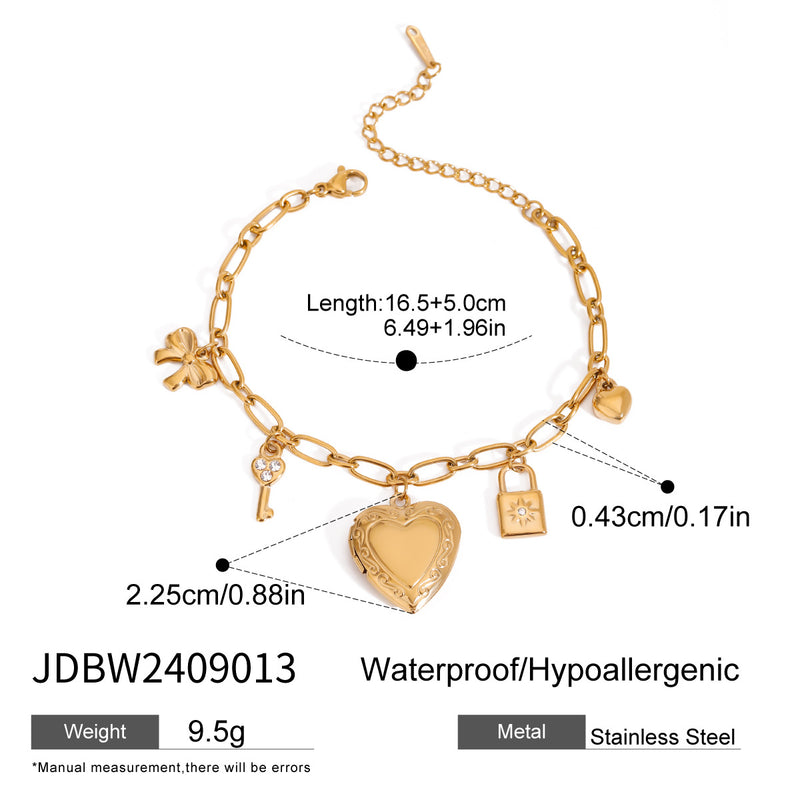 Love Chain Bracelet Fashion Titanium Steel Pearl Bow Bracelet