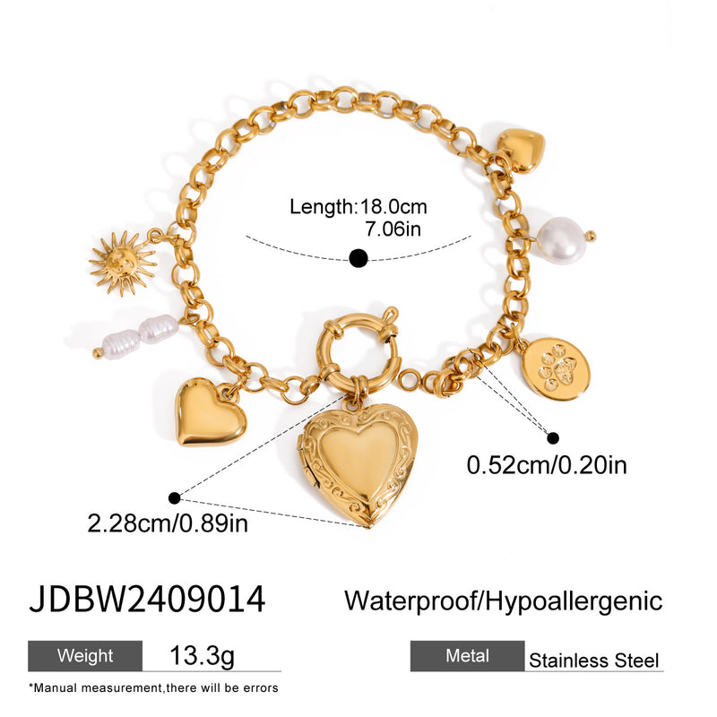 Love Chain Bracelet Fashion Titanium Steel Pearl Bow Bracelet