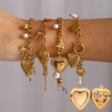 Love Chain Bracelet Fashion Titanium Steel Pearl Bow Bracelet